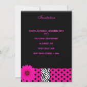 Invitation 18e anniversaire fête rose Zebra rose Fleur (Dos)
