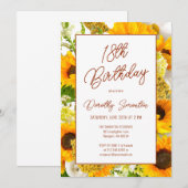 Invitation 18e anniversaire Fleuron moderne de tournesol (Devant / Derrière)