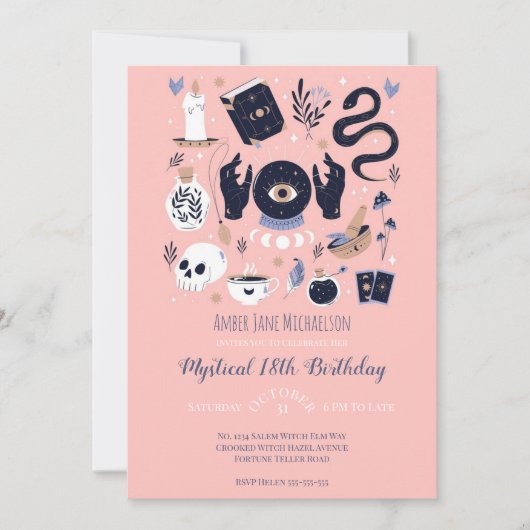 Invitation 18e anniversaire Fortune Teller Mystic (Devant)