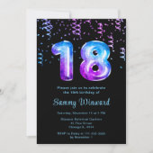 Invitation 18e anniversaire Galaxy Balloons avec Confetti (Devant)