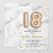 Invitation 18e anniversaire - Gold Balloons effet marbre (Devant / Derrière)
