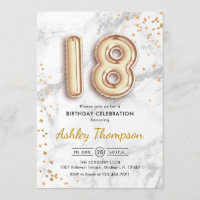 18e anniversaire - Gold Balloons effet marbre