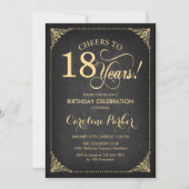 Invitation 18e anniversaire - Gold Chalkboard (Devant)