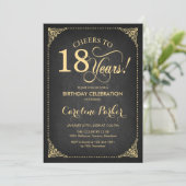 Invitation 18e anniversaire - Gold Chalkboard (Debout devant)