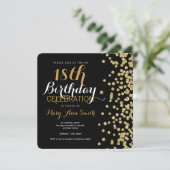 Invitation 18e anniversaire Gold Faux Parties scintillant Con (Debout devant)