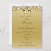 Invitation 18e anniversaire Gold Faux Sequins et Bow (Dos)