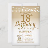 Invitation 18e anniversaire Gold String Lights (Devant)