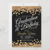Invitation 18e anniversaire Graduation Sparkling Gold Parties (Devant)