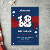 Invitation 18e anniversaire Hommes Patriotique Rouge Blanc Bl