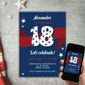Invitation 18e anniversaire Hommes Patriotique Rouge Blanc Bl
