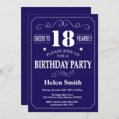 Invitation 18e anniversaire Marine Bleu et blanc (Devant / Derrière)