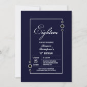 Invitation 18e anniversaire Marine Bleue avec White Frame Par (Devant)