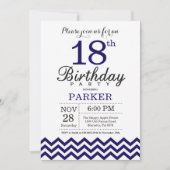 Invitation 18e anniversaire Marine Blue Chevron (Devant)
