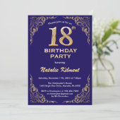 Invitation 18e anniversaire Marine Parties scintillant bleu e (Debout devant)