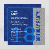 Invitation 18e anniversaire Moderne Bleu et Argent S306 (Devant / Derrière)