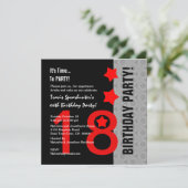 Invitation 18e anniversaire moderne rouge argent noir A12 rou (Debout devant)