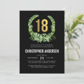 Invitation 18e anniversaire Noir Gold garçons (Debout devant)