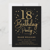 Invitation 18e Anniversaire Noir Or (Devant)