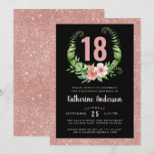 Invitation 18e anniversaire ou tout âge rose rousse parties s (Devant / Derrière)