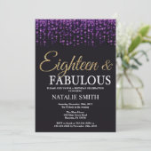 Invitation 18e anniversaire Parties scintillant violet et or (Debout devant)