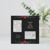 Invitation 18e anniversaire Photos Black Argent Red Jewel Tri (Debout devant)