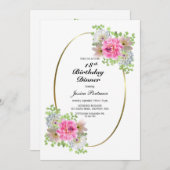 Invitation 18e anniversaire Pink Gold Party (Devant / Derrière)