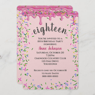 Invitation 18e Anniversaire Pink Icing Et Sprinkles