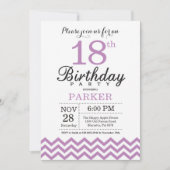 Invitation 18e anniversaire Purple Chevron (Devant)