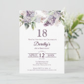 Invitation 18e anniversaire Purple Spring Fleur Lilac (Debout devant)