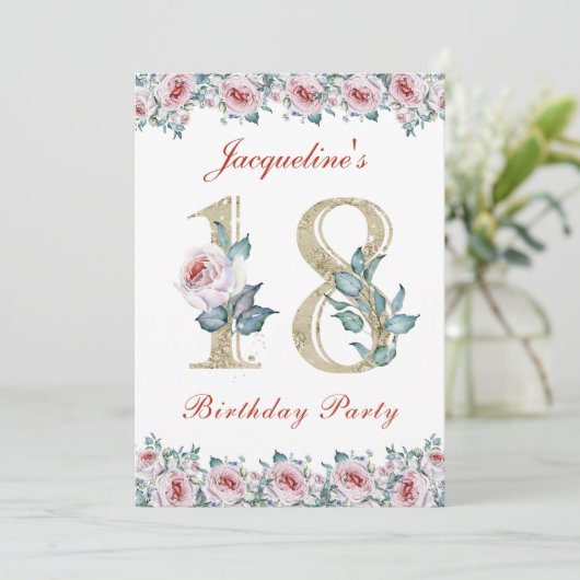 Invitation 18e anniversaire Rose (Debout devant)