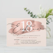 Invitation 18e anniversaire Rose de fête Gold & Pink  (Debout devant)