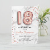 Invitation 18e anniversaire - Rose Gold Balloons effet marbre (Debout devant)
