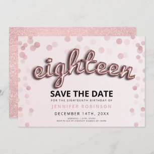 Invitation 18e anniversaire Rose Gold Blush Pink Parties scin