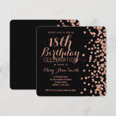 Invitation 18e anniversaire Rose Gold Faux Parties scintillan (Devant / Derrière)