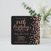 Invitation 18e anniversaire Rose Gold Faux Parties scintillan (Debout devant)