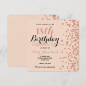 Invitation 18e anniversaire Rose Gold Faux Parties scintillan (Devant / Derrière)