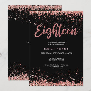 Invitation 18e anniversaire rose or parties scintillant Invit
