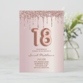 Invitation 18e anniversaire Rose Parties scintillant d'or Dri (Debout devant)