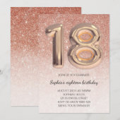 Invitation 18e anniversaire Rose Parties scintillant or Ado d (Devant / Derrière)