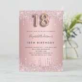 Invitation 18e anniversaire rose poussiéreux parties scintill (Debout devant)