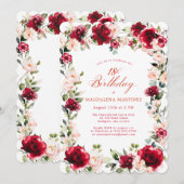 Invitation 18e anniversaire Rose rose rose rose rose rose poi (Devant / Derrière)
