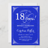 Invitation 18e anniversaire - Royal Blue White Damask (Devant)