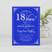 Invitation 18e anniversaire - Royal Blue White Damask (Debout devant)