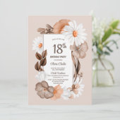 Invitation 18e anniversaire Rustic Boho Floral Party (Debout devant)