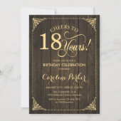 Invitation 18e anniversaire - Rustic Wood Gold (Devant)