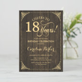 Invitation 18e anniversaire - Rustic Wood Gold (Debout devant)