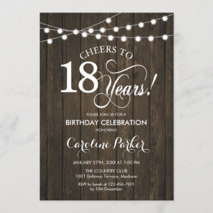 Invitation 18e anniversaire - Rustic Wood Motif