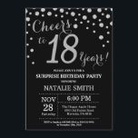Invitation 18e anniversaire surprise Diamant noir et argent<br><div class="desc">Invitation surprise 18e anniversaire avec Arrière - plan Diamant de Parties scintillant noir et argent. Confetti d'argent. Anniversaire adulte. Hommes ou femmes,  anniversaire.
Pour plus de personnalisation,  cliquez sur le bouton "Customiser" et utilisez notre outil de conception pour modifier ce modèle.</div>