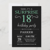 Invitation 18e anniversaire surprise Parties scintillant noir (Devant)