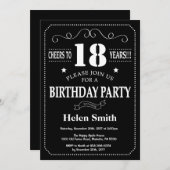 Invitation 18e anniversaire Tableau noir et blanc (Devant / Derrière)